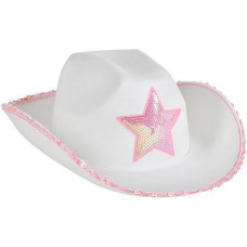 Rhode Island Novelty White Felt Cowgirl Hat with Pink Star