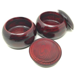 Pair Of 2 Wooden Go Game Pieces Holder Bowls