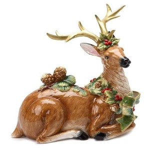 Cosmos Gifts 10 1/8-Inch Emerald Holiday Reindeer Pine Cone Figurine