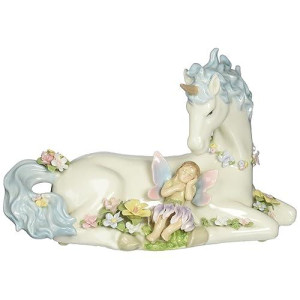 Cosmos 80076 Fine Porcelain Unicorn With Fairy Musical Figurine, 8-Inch