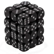 Chessex 25808 Opaque Black With White - 12 Mm Six Sided Dice Set Of 36