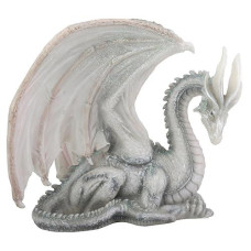 Wise Old White Dragon Collectible Serpent Drake Figurine Statue Model