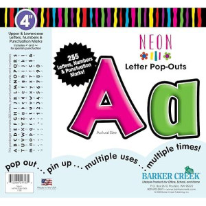 Barker Creek Letter Pop-Outs, 4 Inch, Neon, Set Of 255