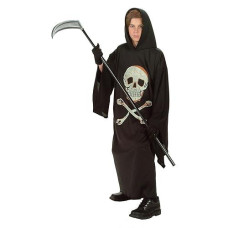 Rg_Costumes Unisex Adult Warlock-Glow'N Dark Skull Robe Black Medium