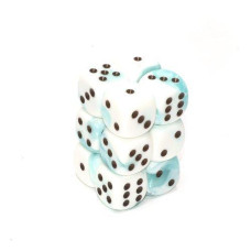 Chessex Dice D6 Sets: Gemini Teal & White With Black - 16Mm Six Sided Die (12) Block Of Dice