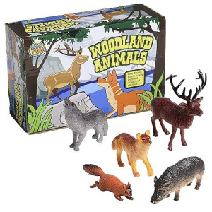 U.S. Toy Woodland Animals Figurines, Assorted Forest Animals Figures, Styles And Colors, Lot Of 12, Toys For Kids 3-5 And Older