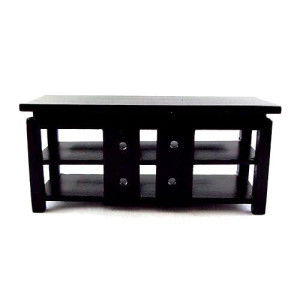 Aztec Imports Dollhouse Miniature Black TV Stand 1:12 Scale