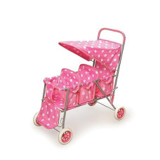 Badger Basket Pink Folding Triple Doll Stroller for 18-Inch Dolls