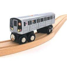 Muni Pals Munipals New York City Subway Wooden Railway (B Division) M Train/6 Avenue Local-Child Safe And Tested Wood Toy Train