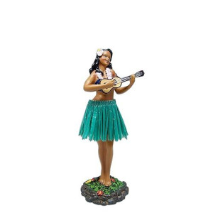 Kc Hawaii Leilani Dashboard Hula Doll Playing Ukulele Green 7 Inch