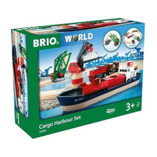 BRIO World Cargo Harbor Set - 16-Piece Train Set, Red