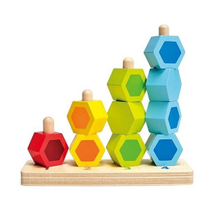 Hape Wooden Counting Stacker Block Set Number Puzzles Counting Stacking Game For Toddlers 1Y