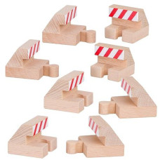 Orbrium Toys Track End Bumper Buffer Stop Set Wooden Railway Fits Thomas Brio Chuggington Melissa Doug Imaginarium (8-Pieces)