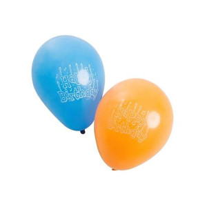 Unique Happy Birthday Balloons, 15 Count, Blue & Orange