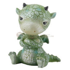 2.75 Inch Cold Cast Resin Green Sulky Dragon Full Of Pout Figurine