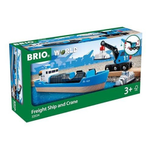 BRIO World Container Ship & Crane Wagon Set for Toddlers