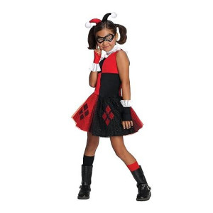 Rubies Girl'S Dc Comics Super Villain Harley Quinn Costume Tutu Dress With Headpiece, Eye Mask, And Glovelettes, Small