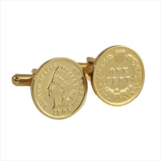 American Coin Treasures 11342 24K Gold Layered Indian Head Coin Cuff Links