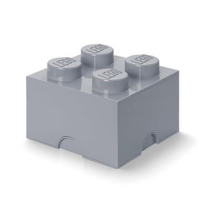 Lego Stone Gray Storage Box Brick 4 Dif, Large