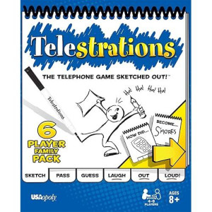 Usaopoly Telestrations Original 6 Player | Family Board Game | A Fun Family Game For Kids And Adults | Family Game Night Just Got Better | The Telephone Game Sketched Out