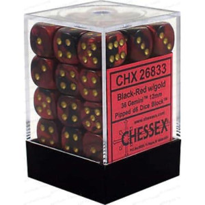 Chessex Gemini 12mm Black-Red Gold Dice Block