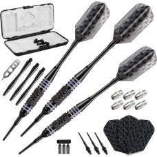 Viper Bobcat Adjustable Weight Soft Tip Darts With Storagetravel Case Black Coated Brass Purple Rings 1619 Grams