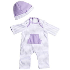 Jc Toys | Berenguer Boutique | La Baby Doll Outfit | 2 Piece Purple Striped Onesie|Washable| Ages 2+ | Fits Dolls 9"- 12"