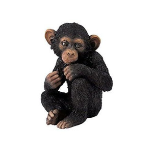 4.13 Inch Baby Chimpanzee Decorative Statue Figurine, Black And Brown