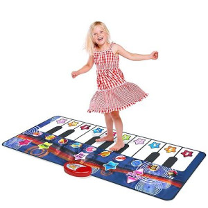 Piano Mat For Kids, 10 Selectable Sounds + Play -Record -Playback -Demo-Mode, Heavy Duty Material