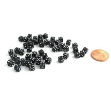 Koplow Games 50 Six Sided D6 5Mm .197 Inch Die Small Tiny Mini Miniature Black Dice