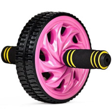 Crown Sporting Goods Ab Wheel With Dual Non-Skid Wheels And No-Slip Comfort Grips, Pink