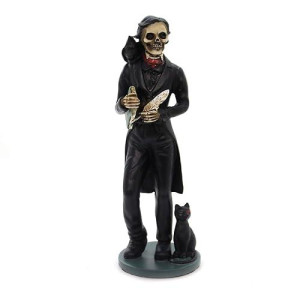 Ytc 5.5 Inch Skeledgar Allan Poe Skeleton Figurine With Book, Black