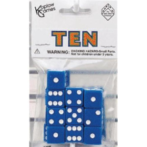 Blue With White Pips 16Mm (5/8In) D6 Dice (10) Koplow Games