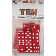 Koplow Games Red With White Pips 16Mm (5/8In) D6 Dice (10)