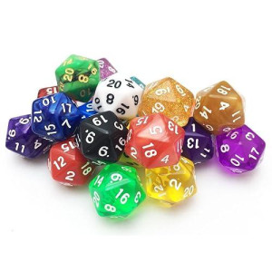 Smartdealspro 10-Pack 20 Sided Dice D20 Polyhedral Dice For Dnd Rpg Mtg Table Game (Color 1)