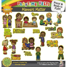 Manners Matter | 18 Precut & Ready To Play Felt Figures For Flannel Board Teaching For Toddlers, Preschoolers And Kindergarten - Adorable Felt Characters