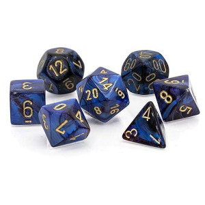 Chessex Scarab Royal Blue & Gold 7 Die Set Polyhedral