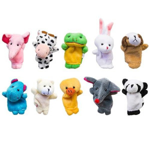 Super Z Outlet Velvet Cute Animal Style Finger Puppets For Children, Shows, Playtime, Schools - 10 Animals Set