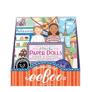 Eeboo: Baker And Painter Paper Dolls Reusable Set, Allows For Creativity And Imagination, Heavy Duty Board, For Ages 5 And Up, Comes With A 2 Sided-Stand Up Scene