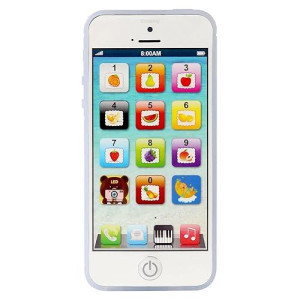 Cooplay White 1:1 Music Phone Toy Yphone Y-Phone Animal Play Rechargeable Cell Phone With Type-C Learning English Educational Mobile Study Prize For Baby Kids Children