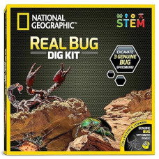 National Geographic Real Bug Dig Kit - Dig Up 3 Real Insects Including Spider, Fortune Beetle And Scorpion - Great Stem Science Gift