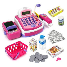 Velocity Toys Pink Electronic Cash Register Toy for Ages 3-18