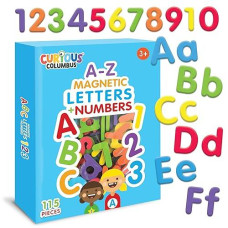 Curious Columbus Magnetic Letters And Numbers For Toddlers. Foam Alphabet Fridge Magnets And Numbers For Kid Learning. 123 Abc Toddler Magnets For Refrigerator