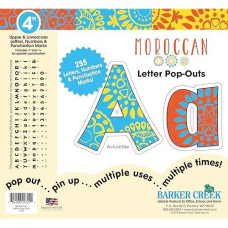 Barker Creek Letter Pop-Outs, 4" Moroccan, Multicolor Designer Letters For Bulletin Boards, Breakrooms, Reception Areas, Signs, Displays, And More! 4", 255 Characters Per Set (1722)