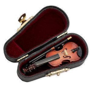 Broadway Gift Co. Miniature Violin Polished Instrument 3 Inch Wood Table Top Décor