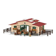 Schleich Horse Barn And Stable Playset - Award-Winning Riding Center 44 Piece Set, 2 Pony Toys, Rider Figurine, And Farm Accessories, For Girls And Boys 3 Years Old And Above