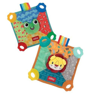 Nuby Teething Blankie Characters May Vary, Red/Yellow/Green/Orange/Blue, 1 Count