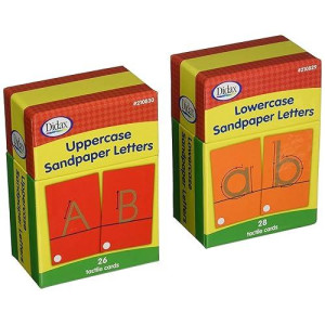 Didax Sandpaper Letters Boxed Set - 54 Tactile Alphabet Cards For Grades Pre-K To 1St - Uppercase & Lowercase Letter Resources For Learning