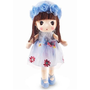 Hwd Kawaii Stuffed Soft Flower Girl Plush Toy Doll Girls Gift, 18 Inch (Blue)