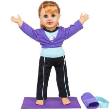 5Pc Yoga Outfit- 18" Doll Clothes & Accessories Compatible W American Girl Doll- Pilates Fitness Set Includes Exercise Mat W Carrying Bag, Workout Pants, Shirt & Cropped Sweater- Gifts For Girls, Kids